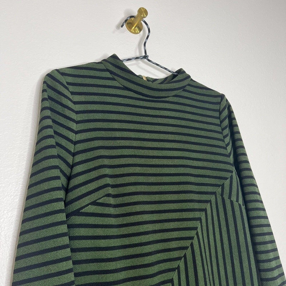 Anthropologie Hutch Olive Green & Black Striped Long Sleeve Cutout Dress XS - Picture 5 of 13